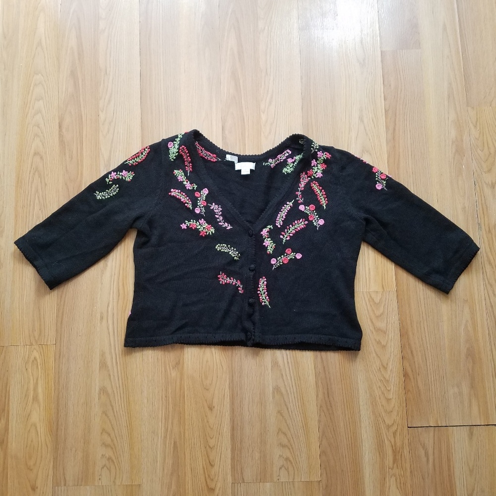Christopher & Banks Hand Embroidered Cardigan
